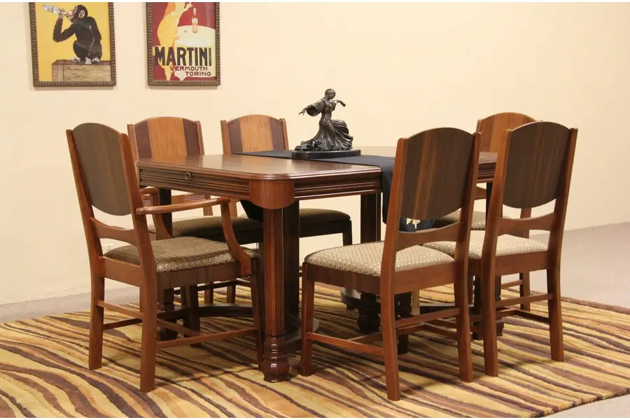 Photo of Art Deco 1930's Dining Set, Table & 6 Chairs