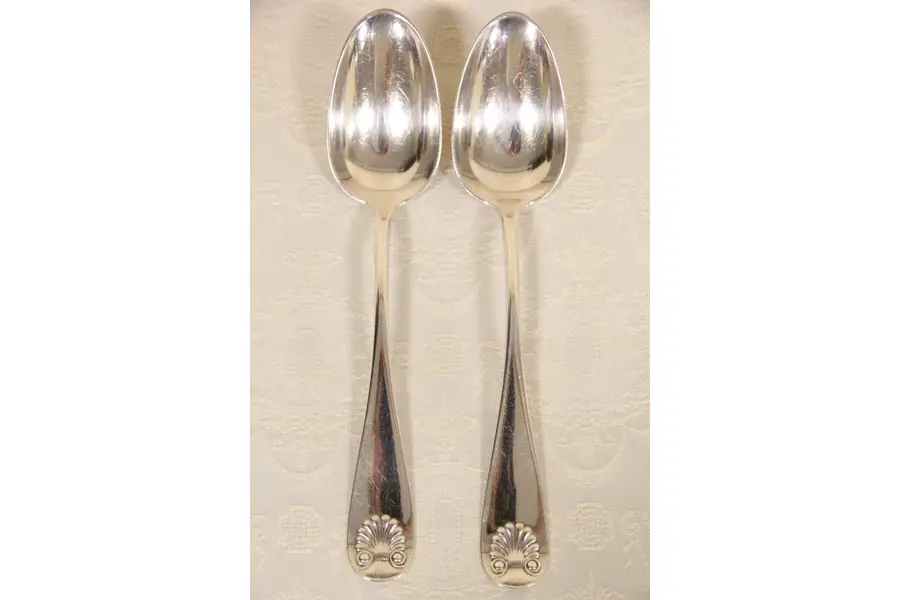 Photo of Pair Shreve Crump & Low Sterling Silver Antique Serving Spoons