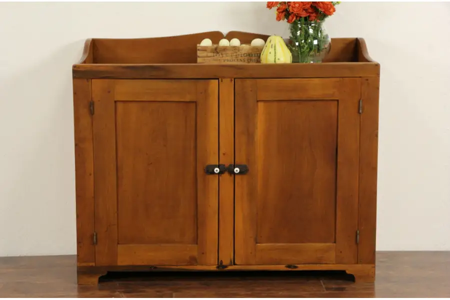 Photo of Country Primitive 1870 Antique Farmhouse Dry Sink, Copper Lining
