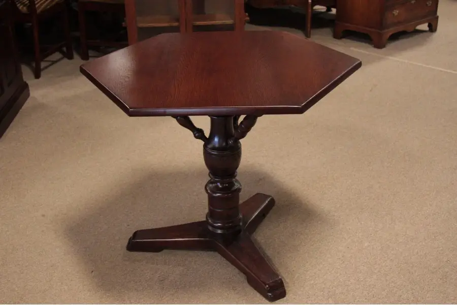 Photo of Hexagonal Oak 1910 Pub or Game Table