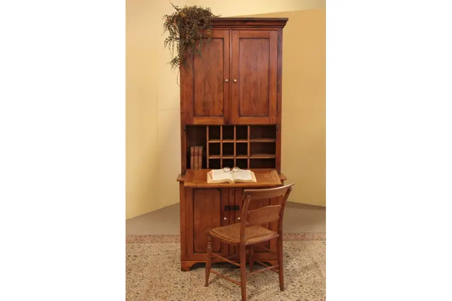 Photo of Country Pine Antique Secretary Desk, Bookcase Top