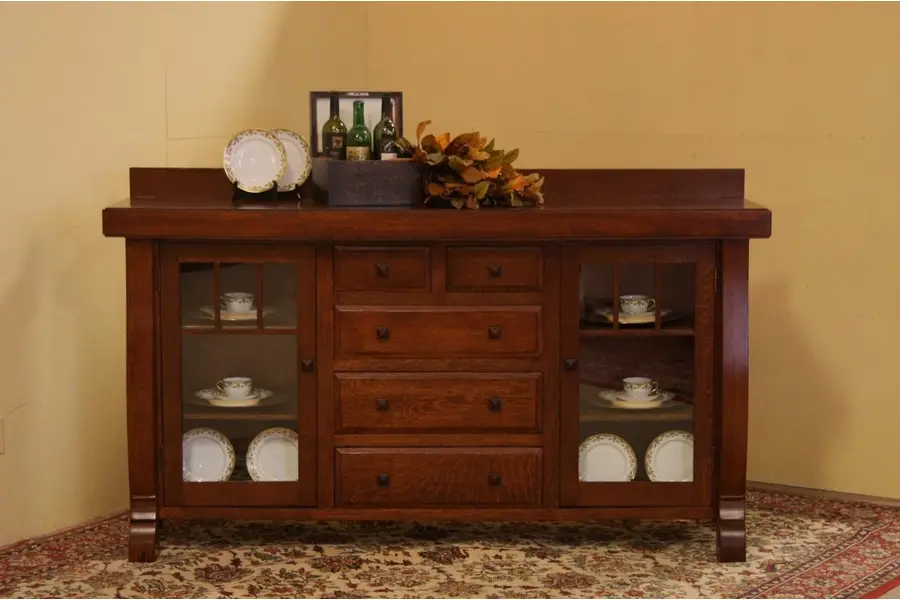 Photo of Arts & Crafts Antique Early 1900 Sideboard Buffet