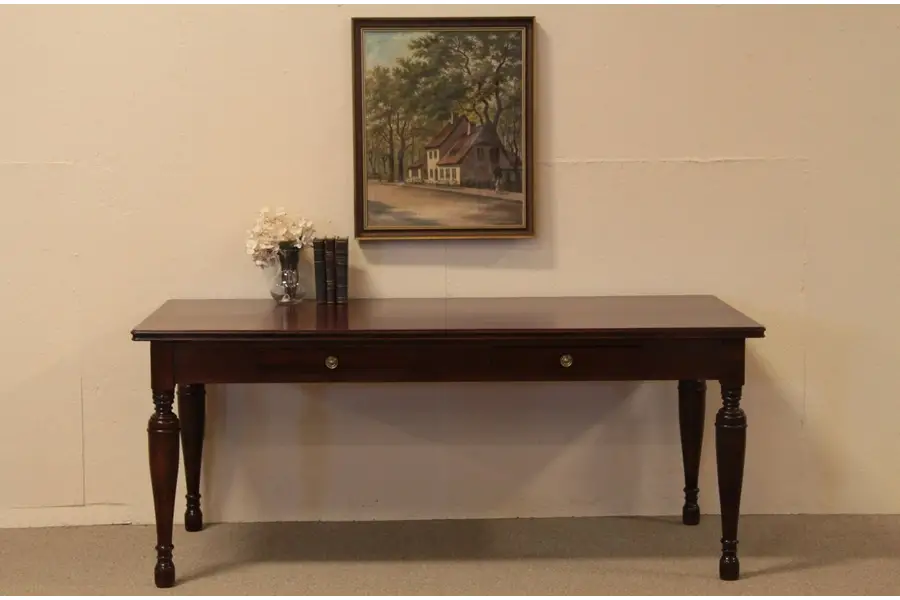 Photo of Carved Mahogany Library Table Writing Desk