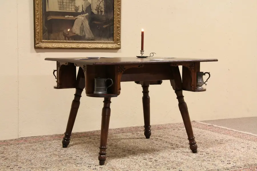 Photo of Eastlake Oak Antique 1890 Tavern or Pub Game Table