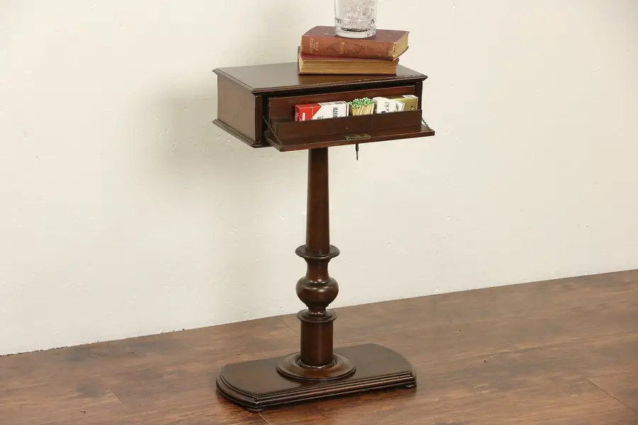Photo of Chairside Smoking Stand or Booktable, 1870 Mahogany Antique
