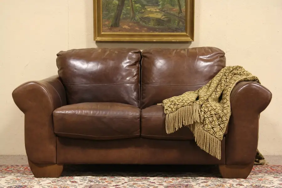 Photo of Sofitalia International Leather Vintage Italian Loveseat
