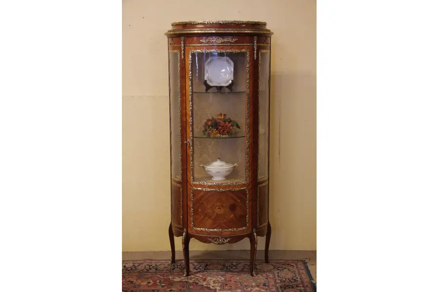 Photo of Kingwood Inlaid Marquetry Curio Cabinet or Vitrine