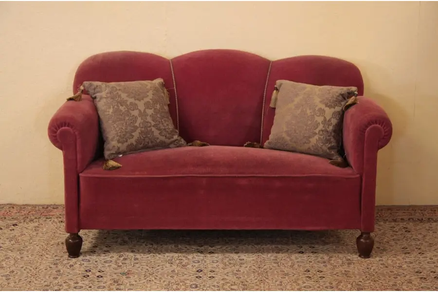 Photo of Art Deco Red Mohair Sofa