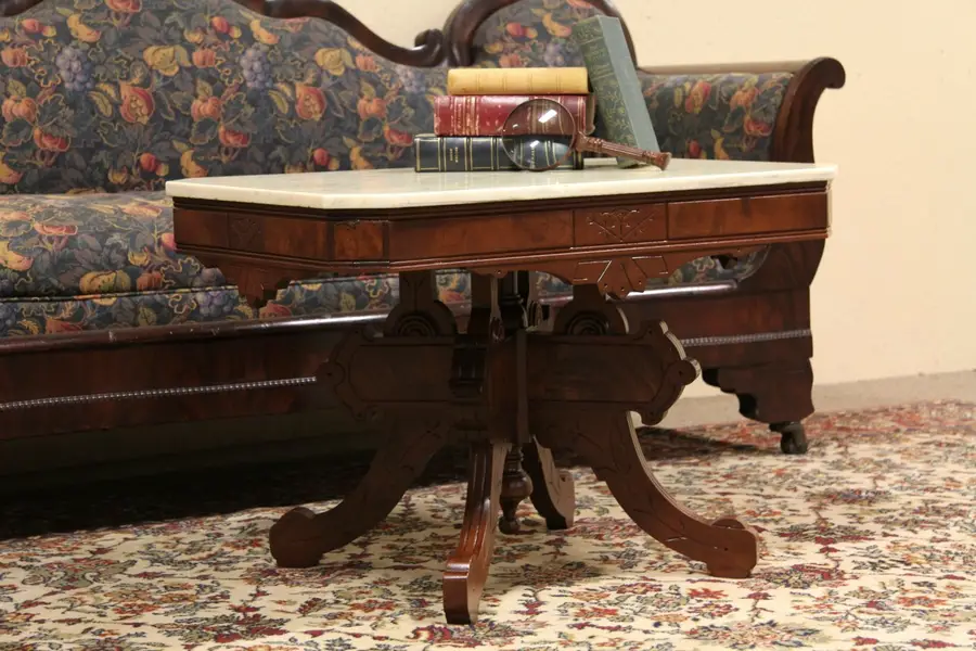 Photo of Victorian Eastlake Marble Top Coffee Table