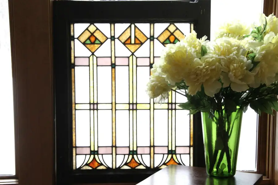 Photo of Arts & Crafts Leaded Antique 1900 Stained Glass Window