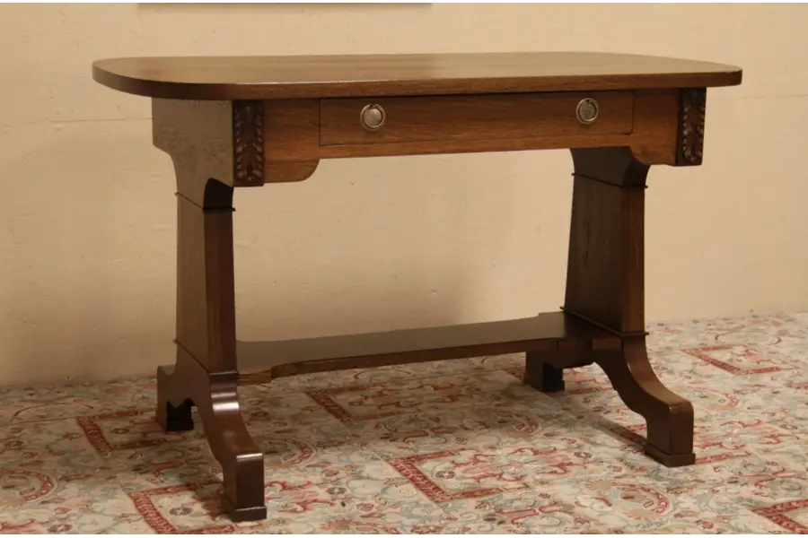 Photo of Oak 1915 Antique Library Table Writing Desk