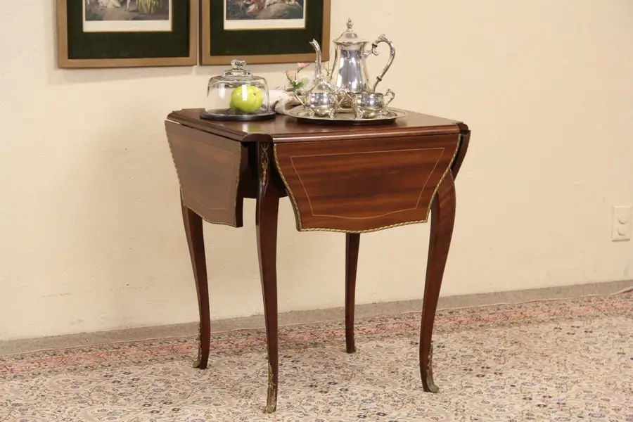 Photo of French Dropleaf Vintage Game or Dessert Table, 1940's Vintage