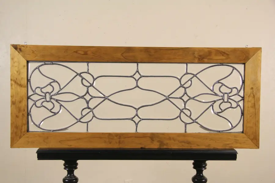 Photo of Leaded Beveled Glass 1890's Antique Architectural Salvage Window, Pine Frame