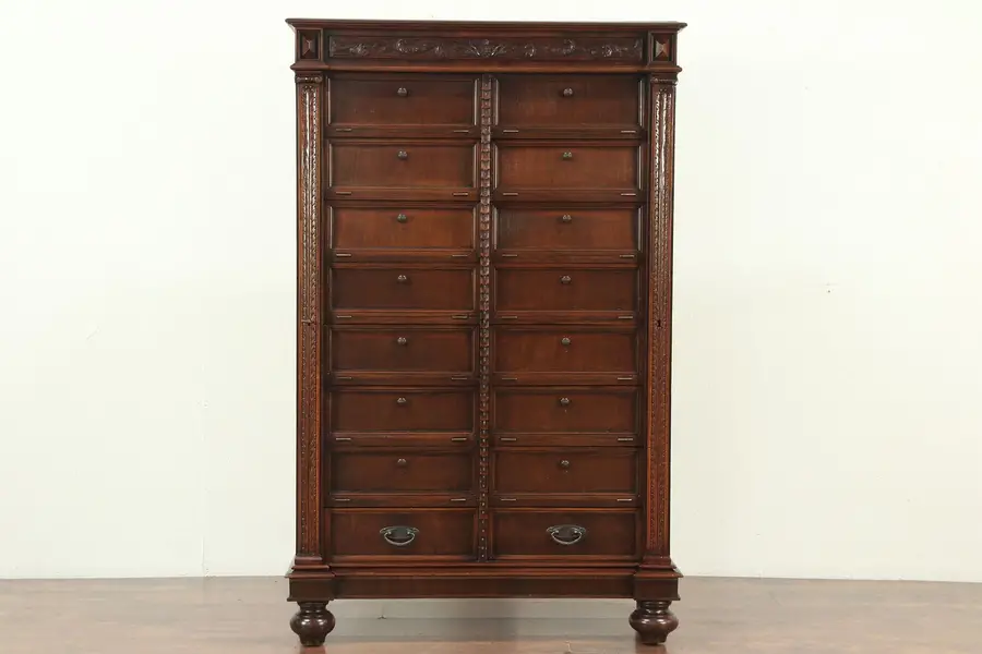 Photo of Collector, Wine or Music File Cabinet, 16 Compartments, Sidelocks, Italy