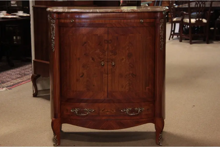 Photo of Bar Cabinet, Marble Top, Rosewood Marquetry