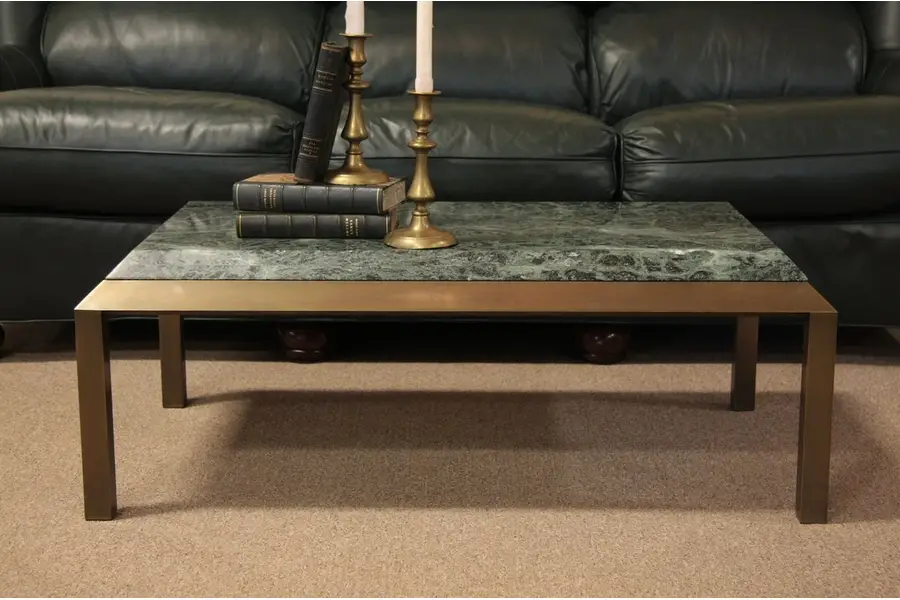 Photo of Burnished Brass & Green Marble Coffee Table