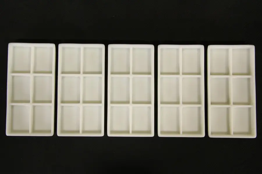 Photo of Set of 5 Dentist Milk Glass 6 Compartment Dental Tool Trays