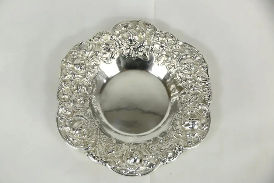 Photo of Sterling Silver Embossed Antique Tray with Roses