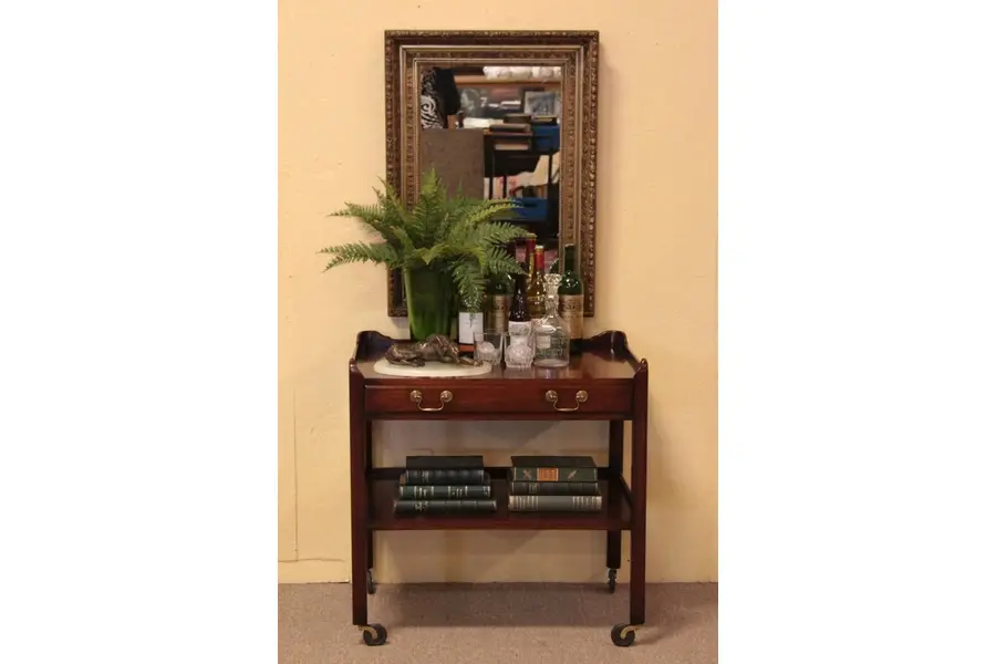 Photo of Rolling Mahogany Serving or Bar Cart