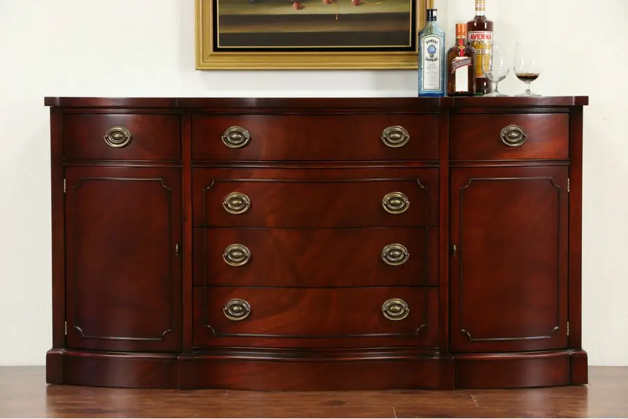Photo of Drexel Signed 1950's Vintage Traditional Mahogany Sideboard, Server or Buffet