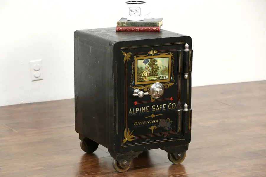 Photo of Iron Antique Safe, Signed Alpine of Cincinnati, OH, Combination Lock