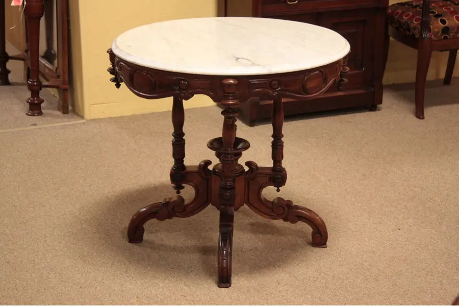Photo of Victorian Round Marble Top Lamp or Center Table