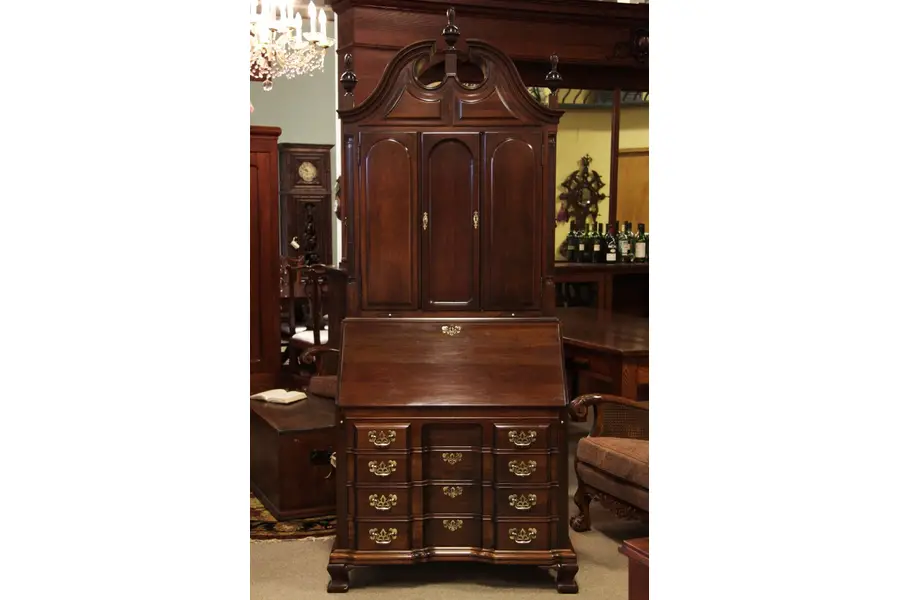 Photo of Maddox Cherry Blockfront Secretary Desk Bookcase Top
