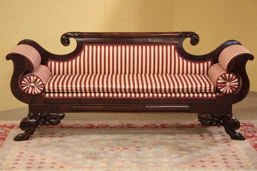 Photo of Empire Antique 1830's Carved Mahogany Sofa