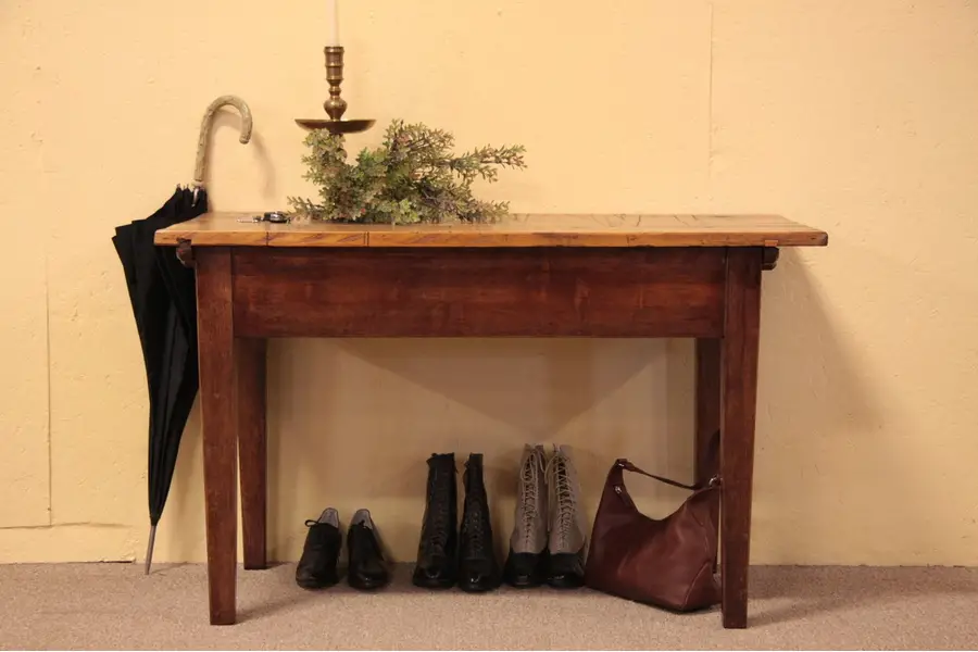 Photo of Country Primitive Pine & Oak Rustic Side Table