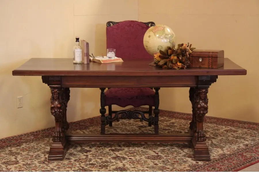 Photo of Renaissance Carved Writing Desk, Library, Hall Table