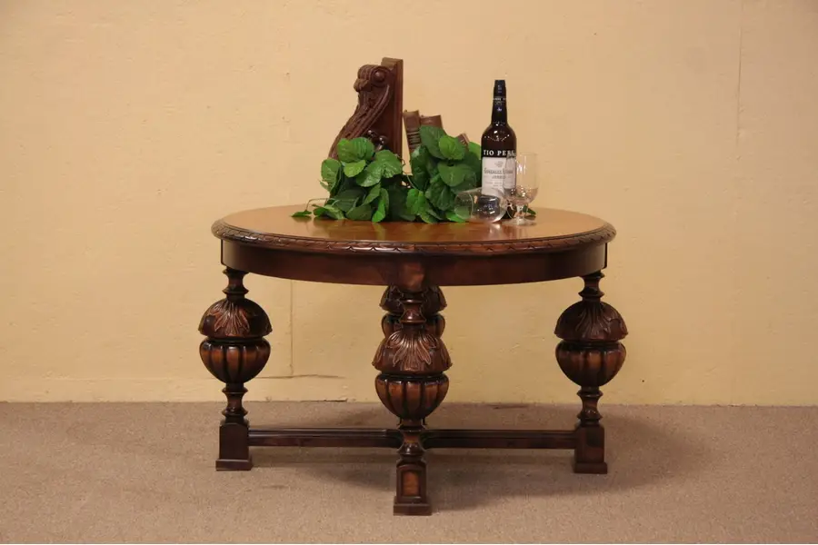 Photo of Tudor Carved Round Coffee Table, Sunburst Top
