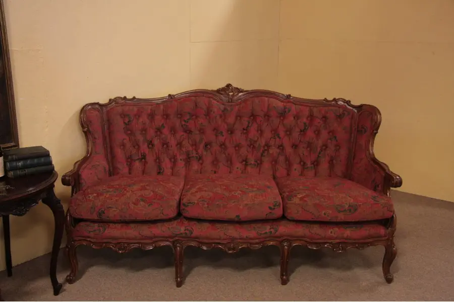 Photo of Carved French Sofa, Down Cushions