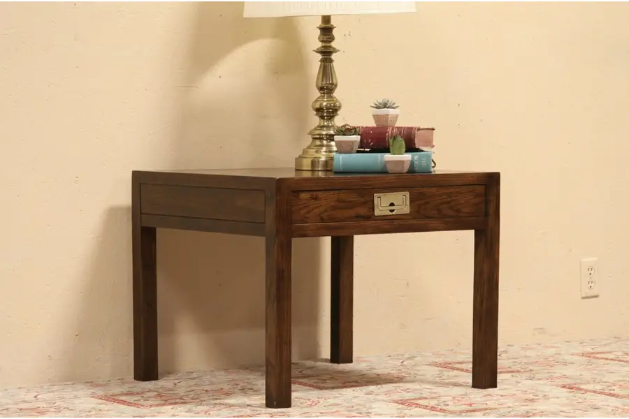 Photo of Henredon Campaign Square End Table