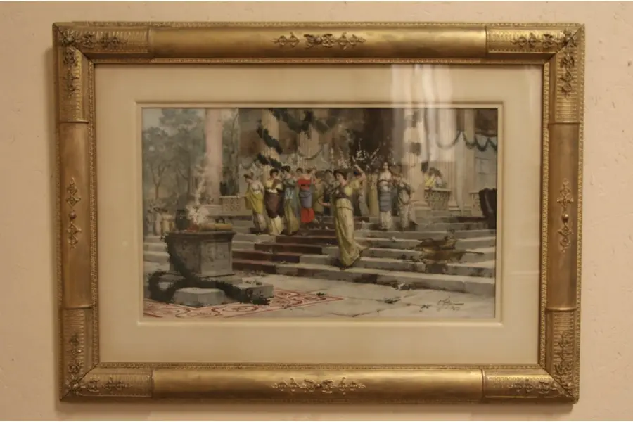 Photo of Vestal Virgins, E. Forti Rome 1880's Colored Print