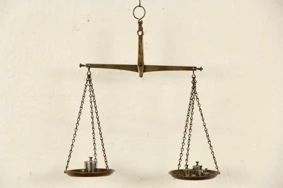 Photo of Portable Antique late 1800's English Brass Hanging Gold Scale