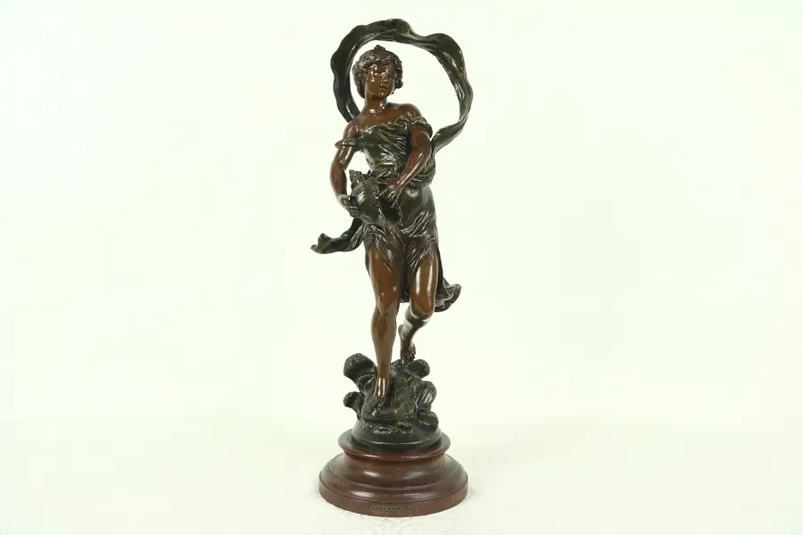 Photo of Amphitrite Antique Greek Mythological Sculpture, Bronze Finish Signed L&F Moreau
