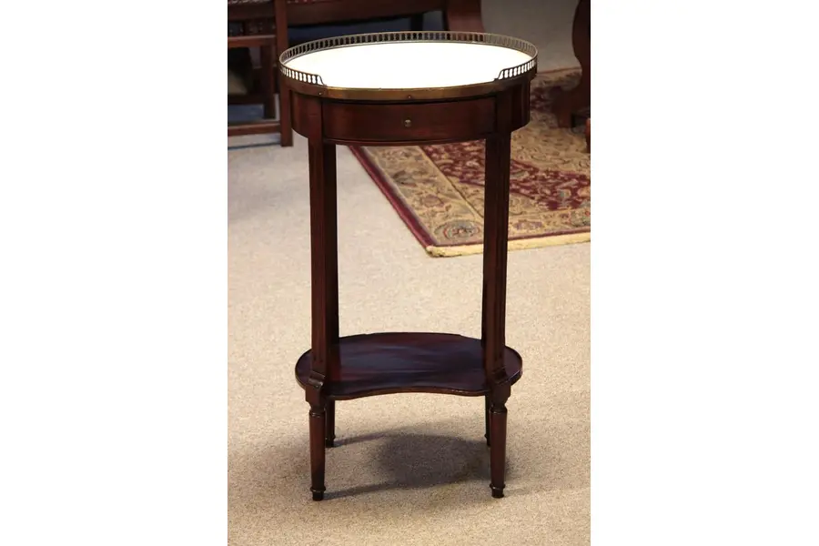 Photo of French End Table or Nightstand, Oval Marble Top