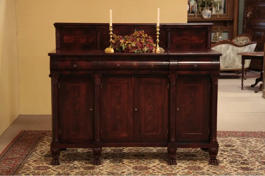 Photo of American Empire Antique 1835 Mahogany Sideboard, Paw