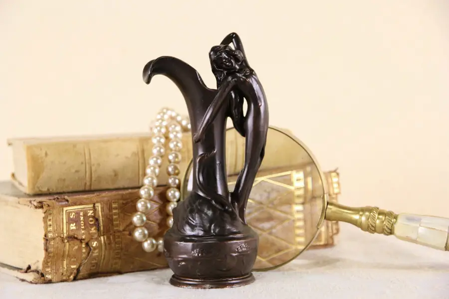 Photo of Art Nouveau 1900 Antique Figural Sculpture Ewer or Vase