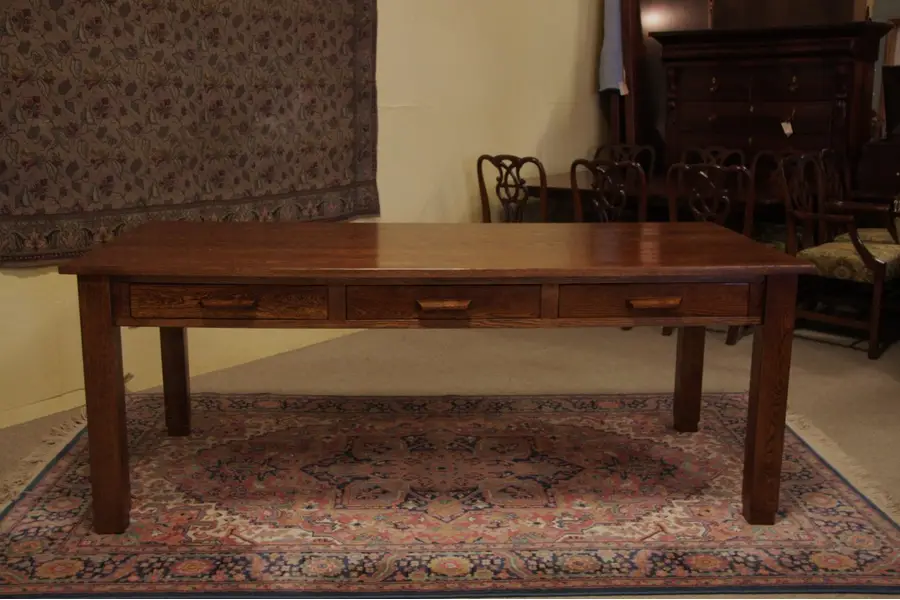 Photo of Arts & Crafts Oak Courthouse Library or Dining Table