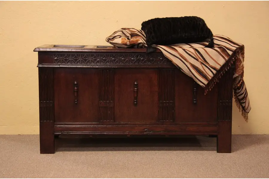 Photo of Carved Oak 1700's Armour Chest or Trunk