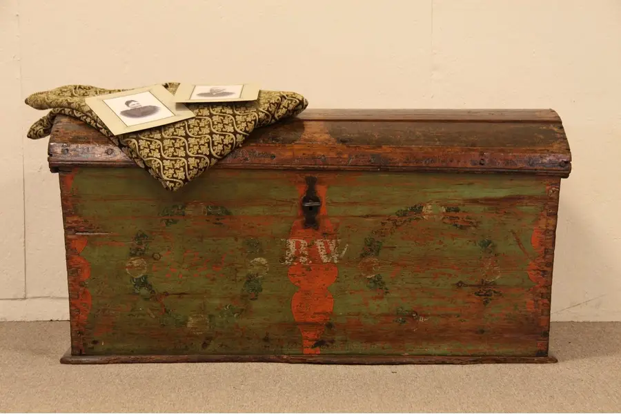 Photo of Painted Country Pine 1840 Trunk or Chest