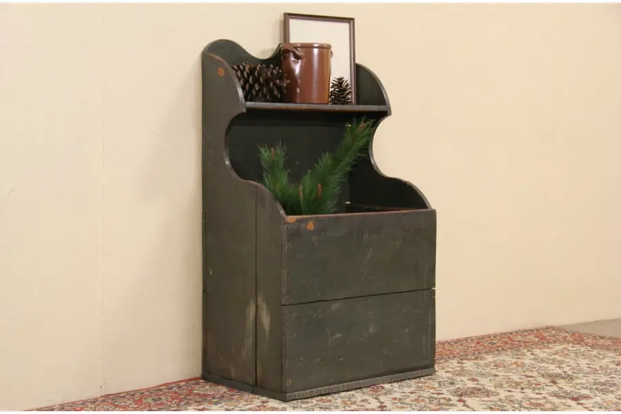 Photo of Country Pine 1890's Antique Firewood Kindling Box, Old Paint