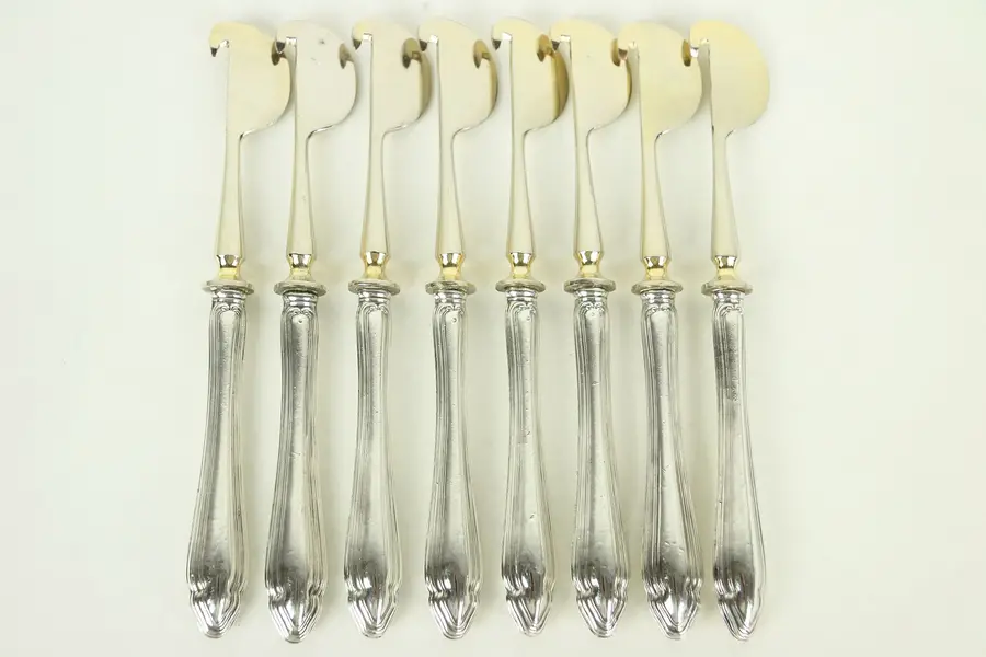 Photo of Set of 8 Antique European Silver Fruit or Cheese Knives