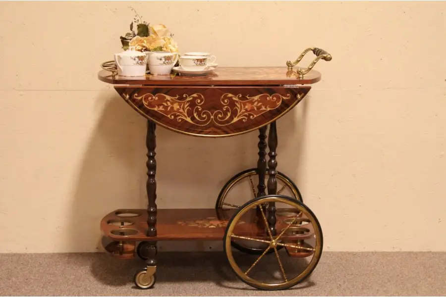 Photo of Italian Marquetry Tea, Beverage or Dessert Cart