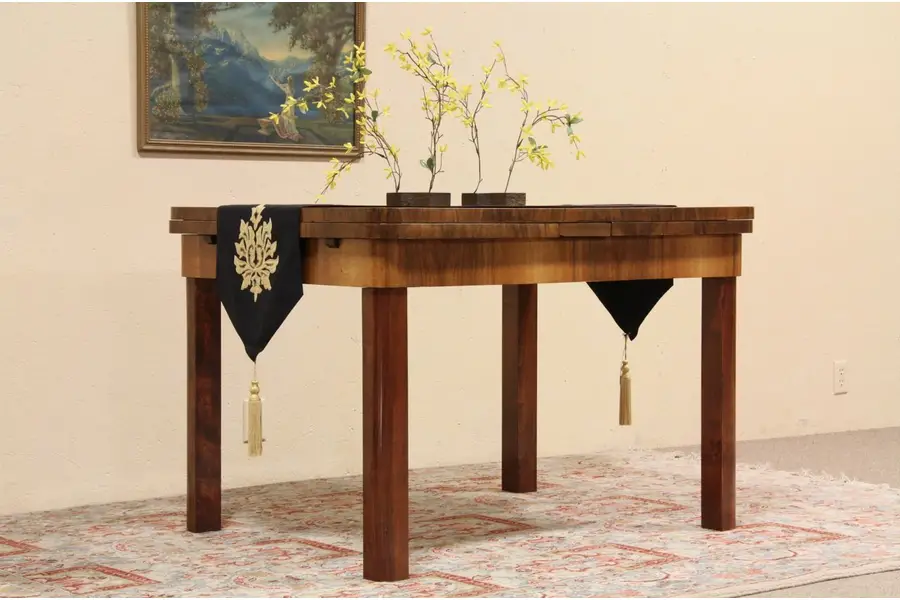 Photo of Art Deco Italian 1935 Library or Dining Table, Pull Out Leaves