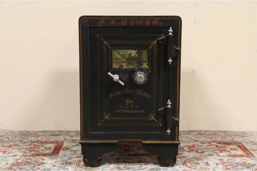 Photo of Barnes Pittsburgh 1890 Antique Iron Safe