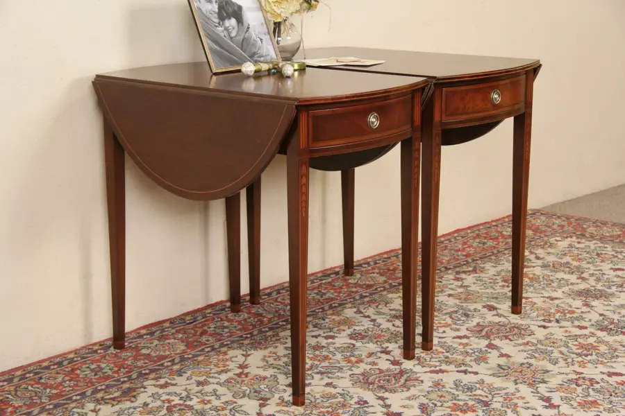 Photo of Pair of Hepplewhite Pembroke Vintage End or Lamp Tables