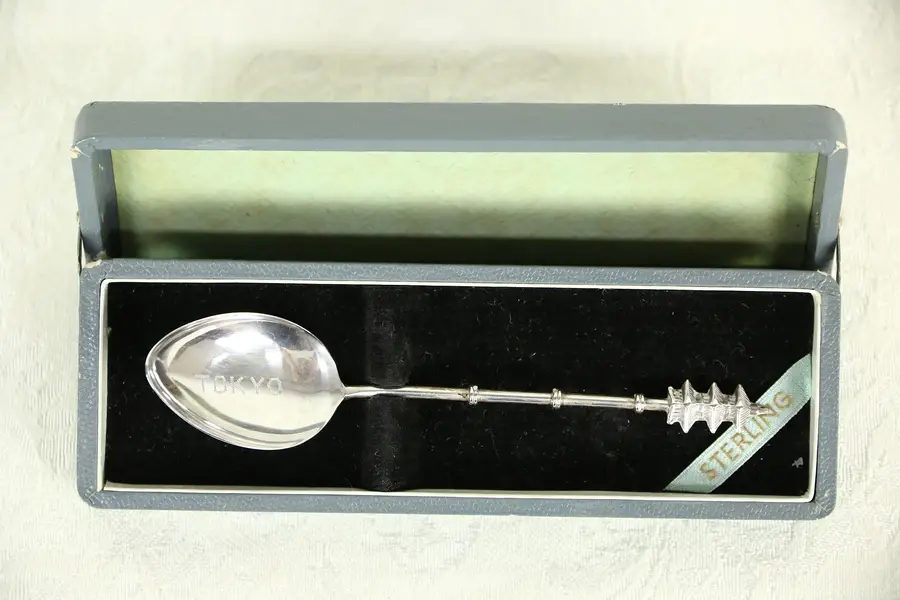 Photo of Tokyo Japan Sterling Silver Vintage Souvenir Spoon, Presentation Case