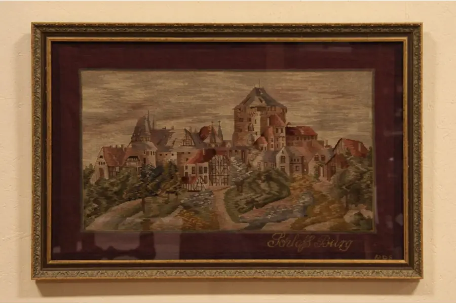Photo of Framed Needlepoint & Petite Point Solingen Castle German Tapestry